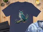 Intricately Designed Owl Graphic Artwork on T-Shirt