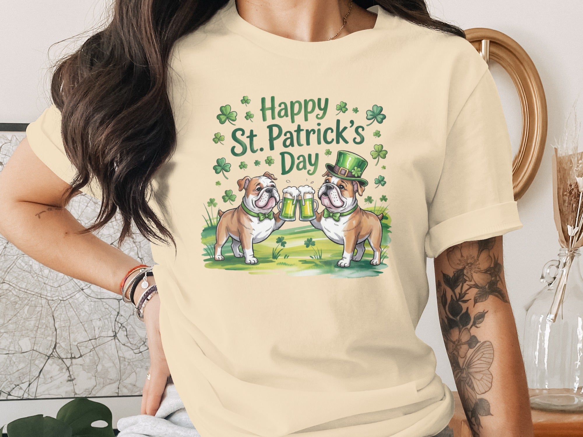 Happy St. Patrick's Day Bulldog Graphic T-Shirt