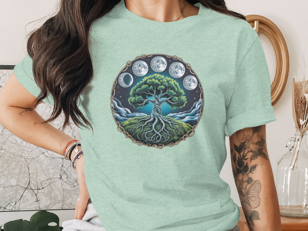 Tree of Life Circle Design T-Shirt Mystical Art