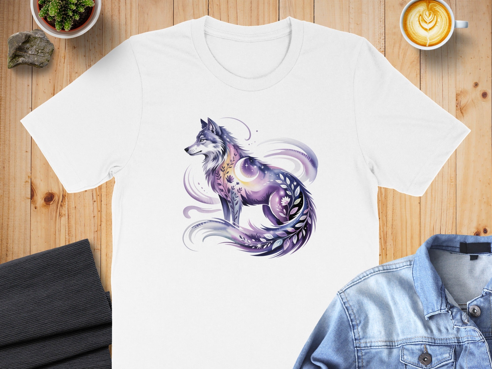 Mystical Wolf Illustration Graphic T-Shirt Design