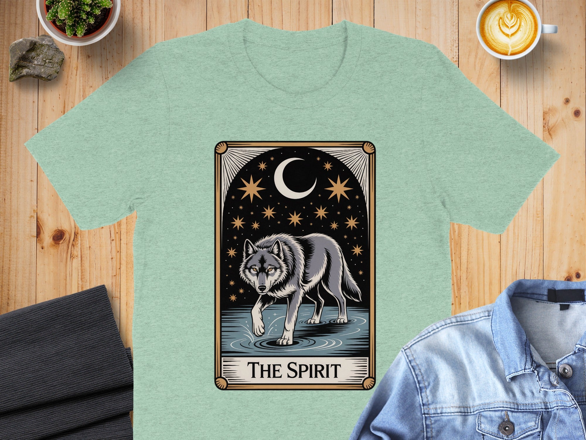 Mystic Wolf The Spirit Moon and Stars T-shirt