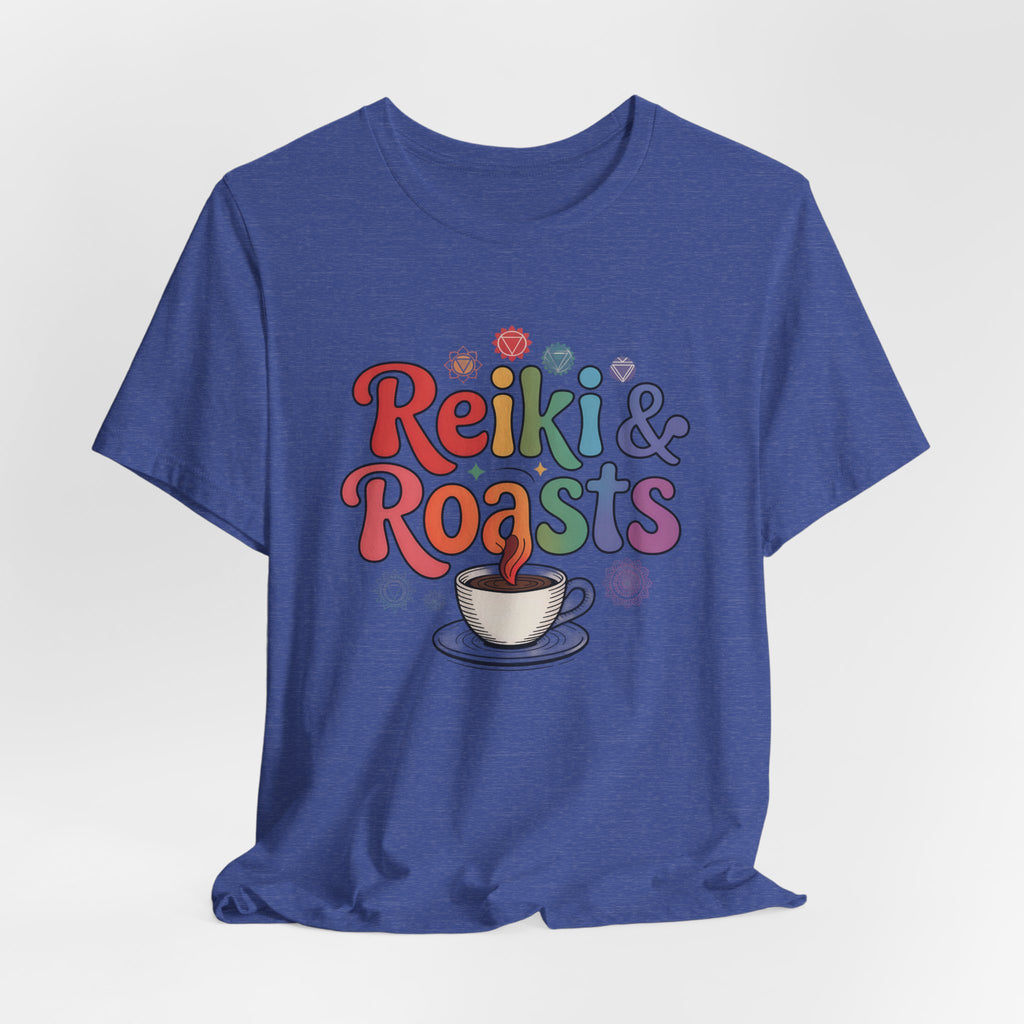 Reiki & Roasts Coffee Tee — Spiritual Coffee Lover T‑Shirt - WrinkledHippie