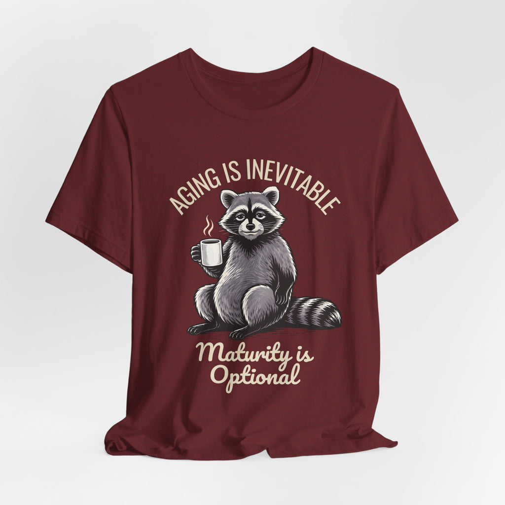 Midlife Is Optional Funny Raccoon Drinking Coffee T-Shirt - WrinkledHippie