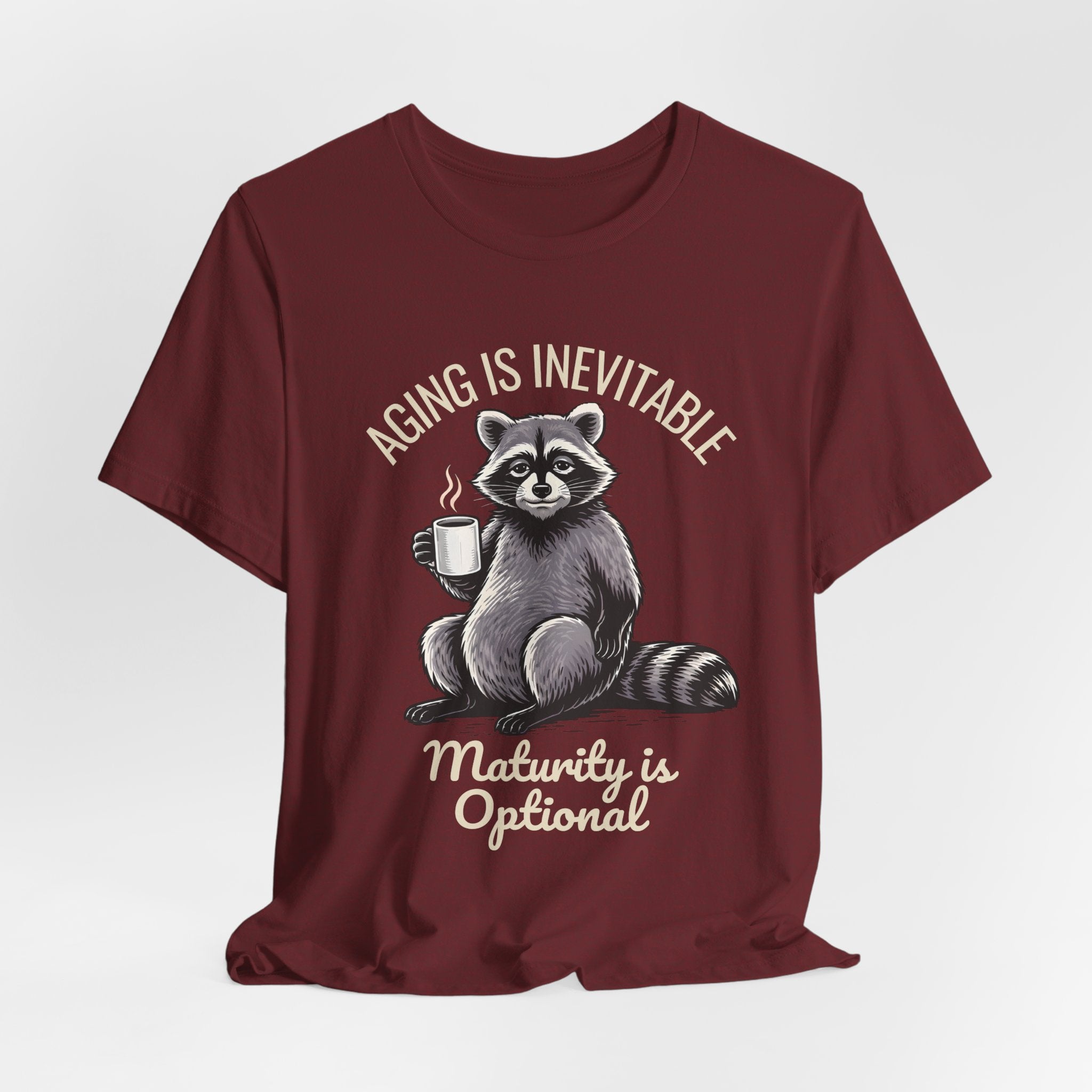 Midlife Is Optional Funny Raccoon Drinking Coffee T-Shirt