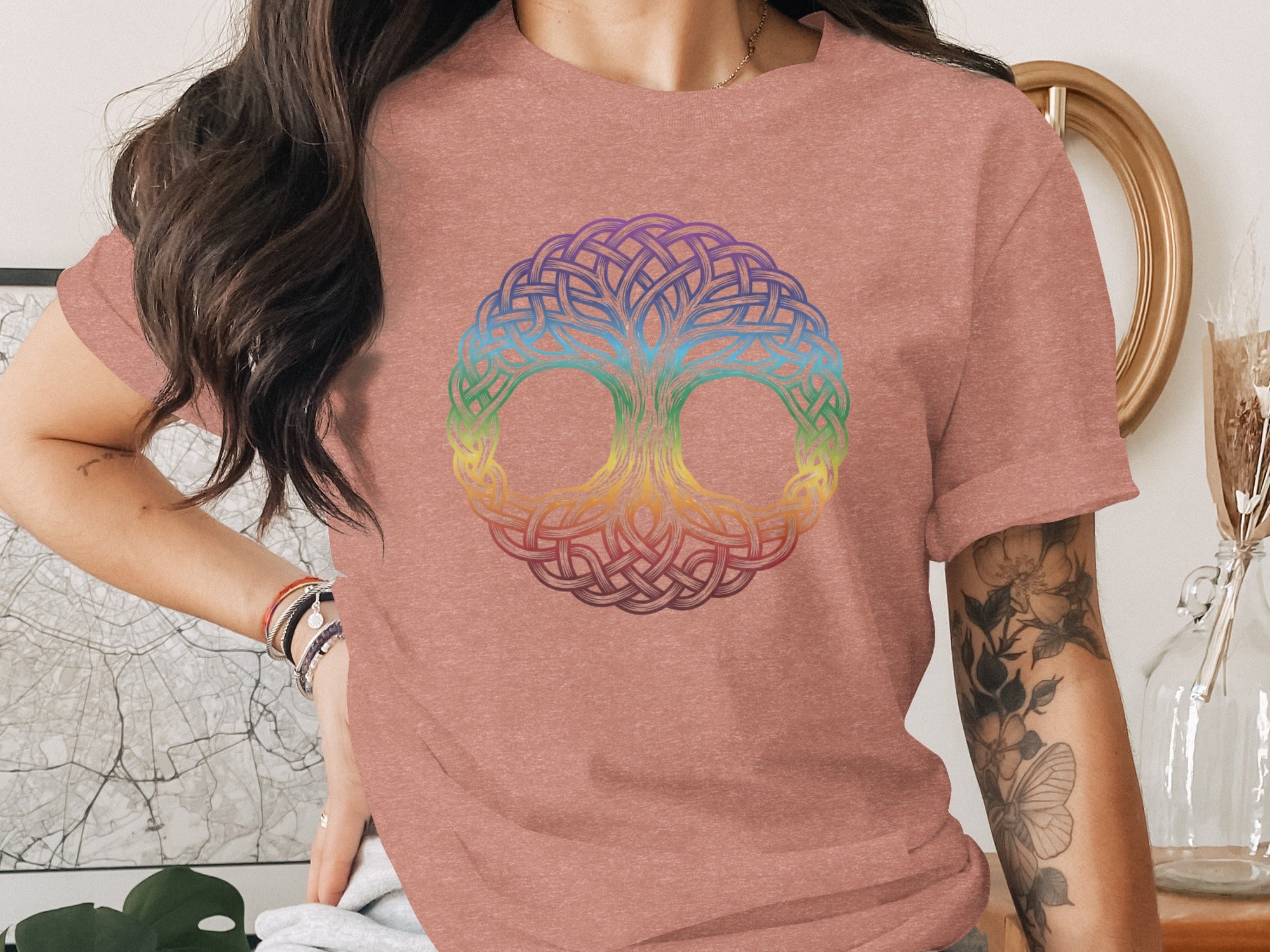 Celtic Knot Rainbow Skull Graphic Tee Shirt