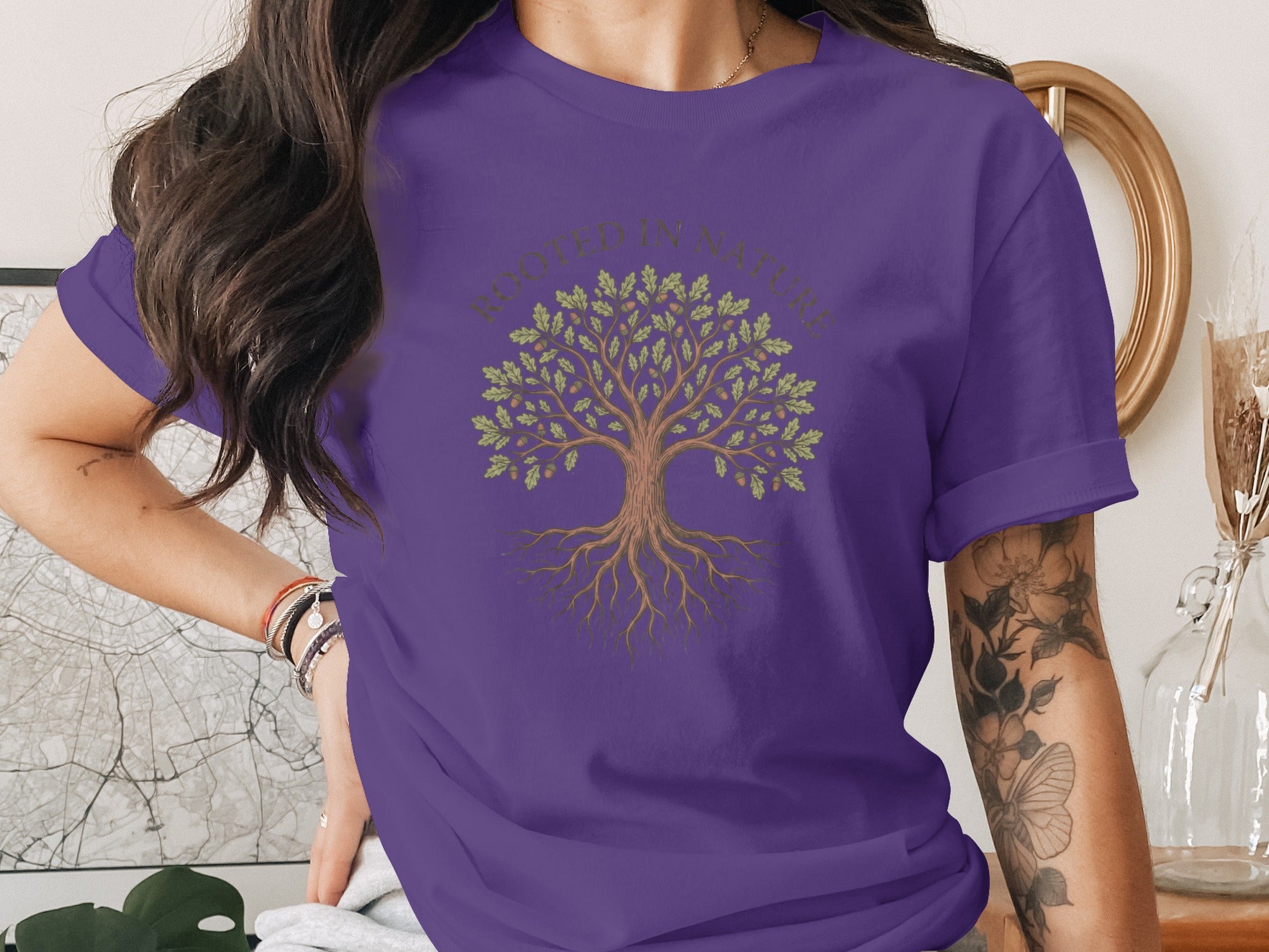 Rooted in Nature Tree Design Graphic T-Shirt