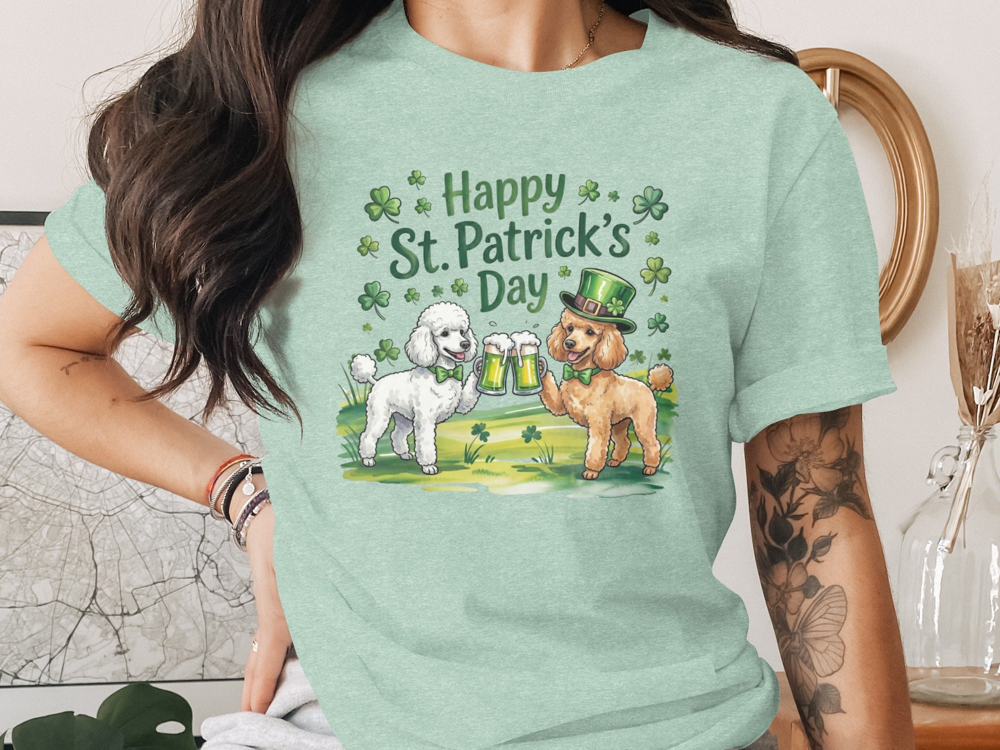 Happy St. Patrick's Day Poodle Dogs T-shirt Product