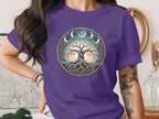 Mystical Tree and Moon Phases Graphic T-Shirt
