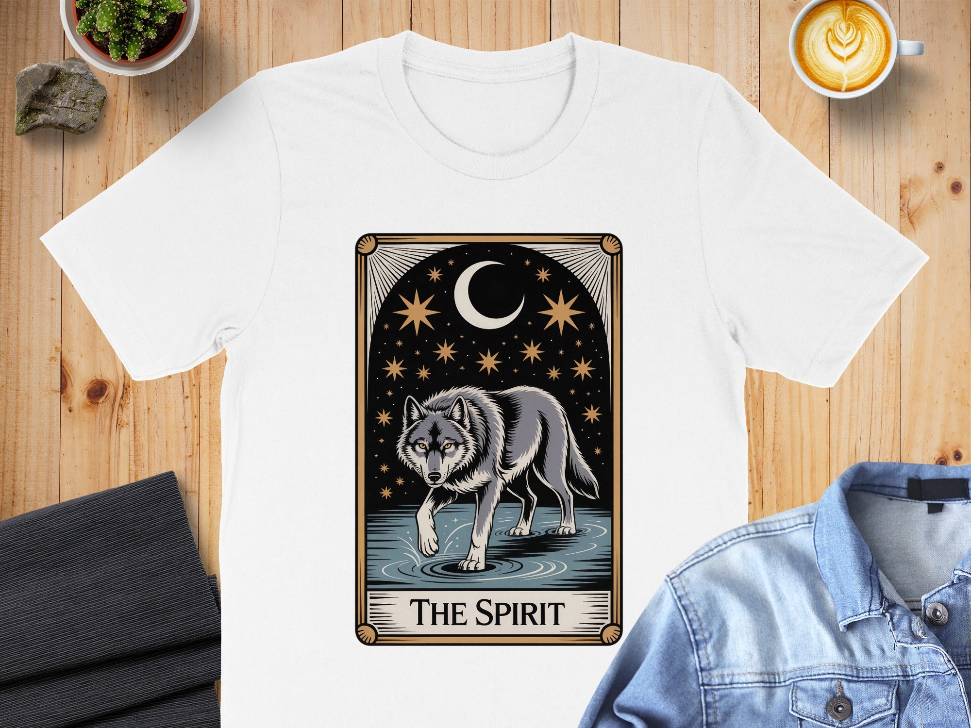 The Spirit Wolf Moon Starry Night Graphic Shirt