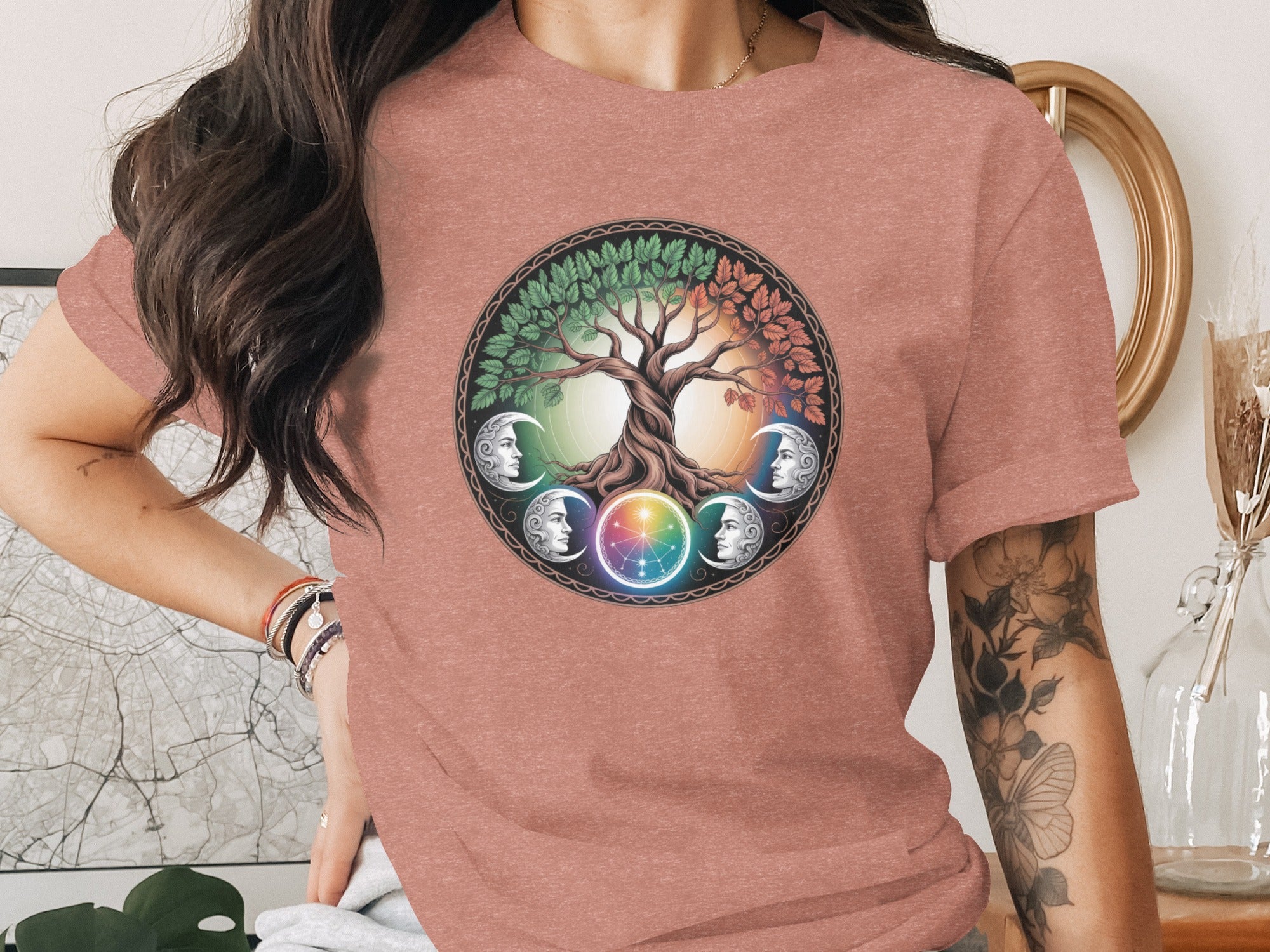 Cosmic Tree of Life with Moon Phases T-shirt