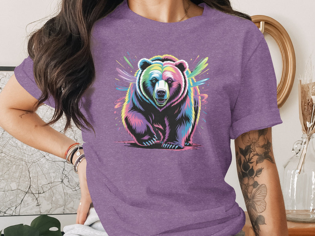 Vibrant Colorful Bear Graphic Design shirt