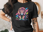 Vibrant Lion Graphic Tee Shirt with Colorful Design