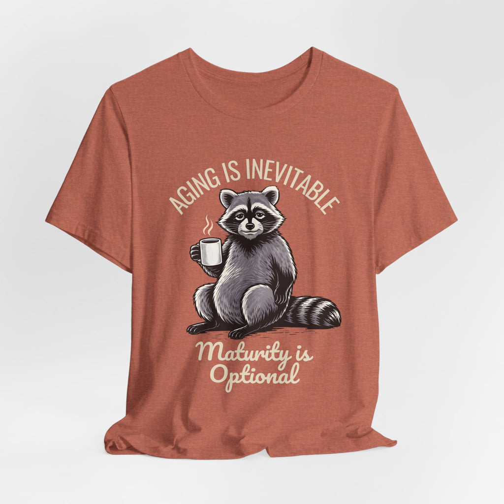 Midlife Is Optional Funny Raccoon Drinking Coffee T-Shirt - WrinkledHippie