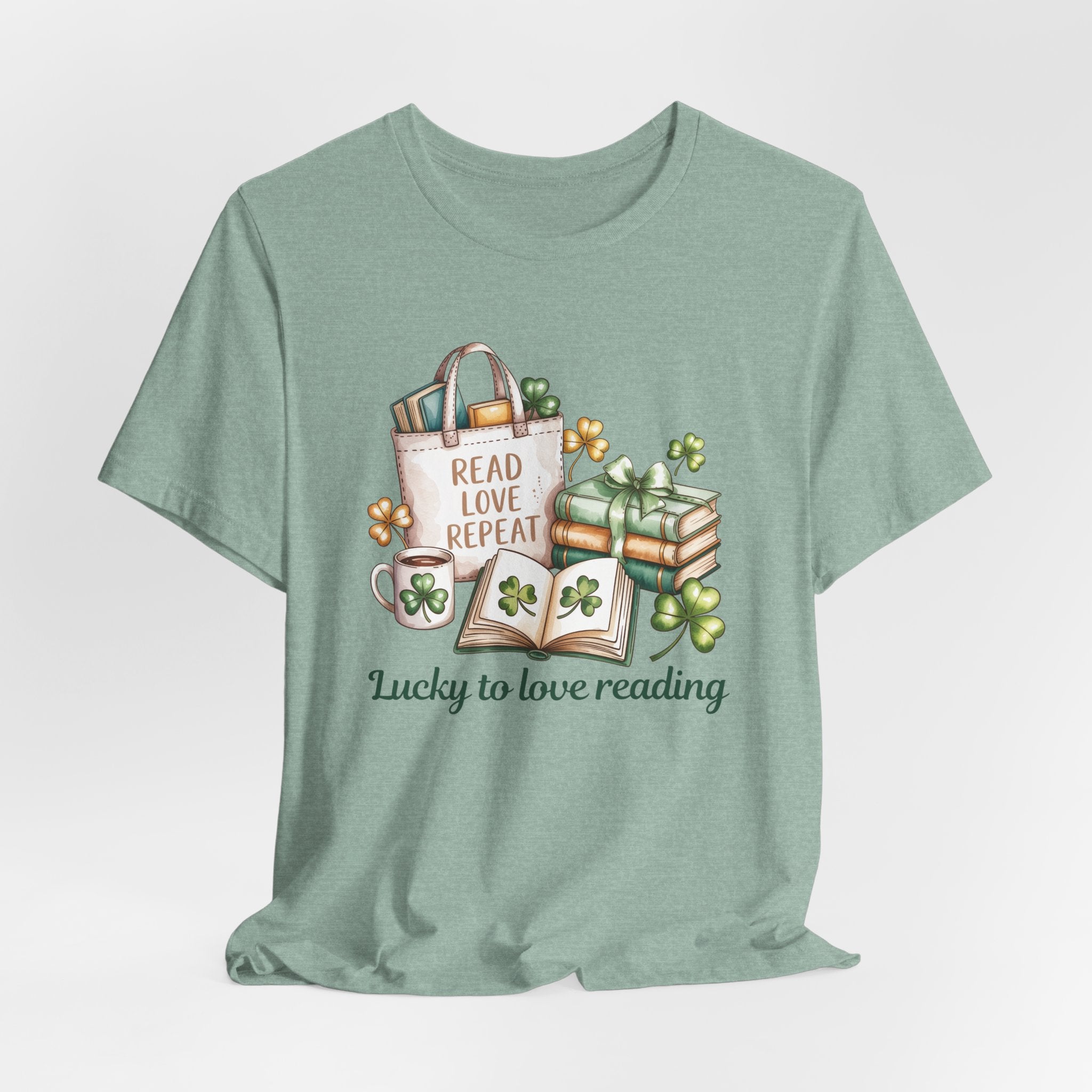 Lucky to Love Reading St Patrick's Day T-Shirt for Book Lovers