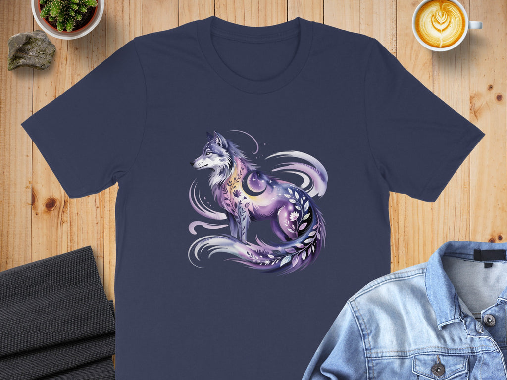 Mystical Purple Wolf Illustration Shirt product