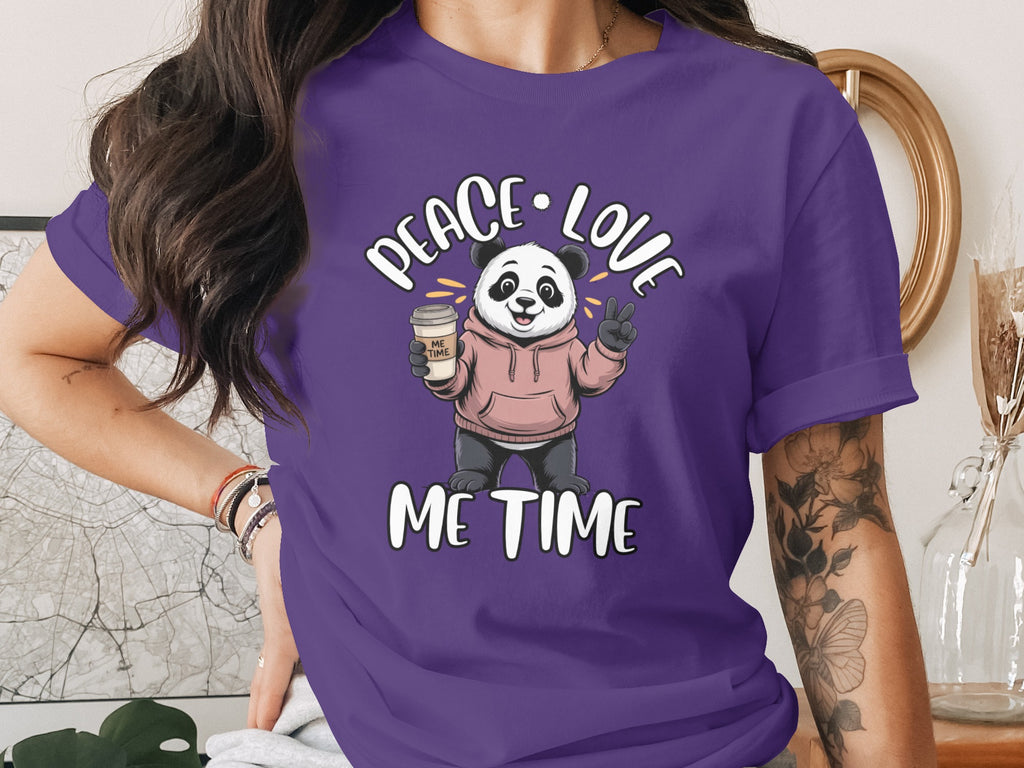 Peace Love Me Time with Cute Panda Graphic Shirt