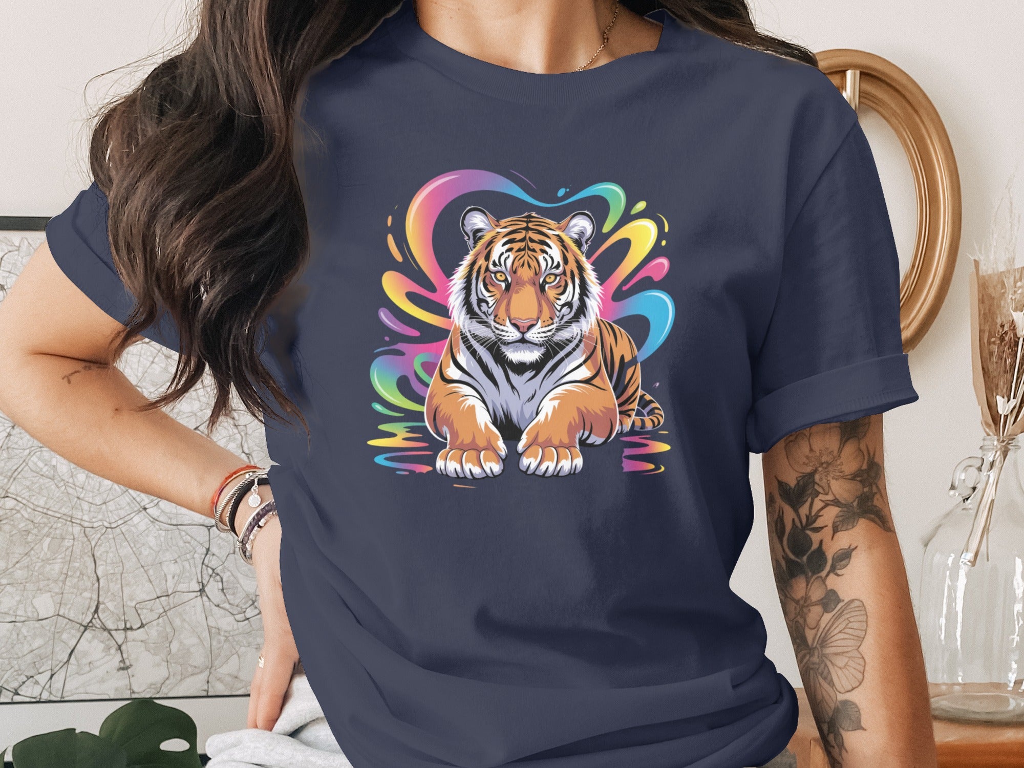 Vibrant Tiger Graphic Tee with Colorful Design Product