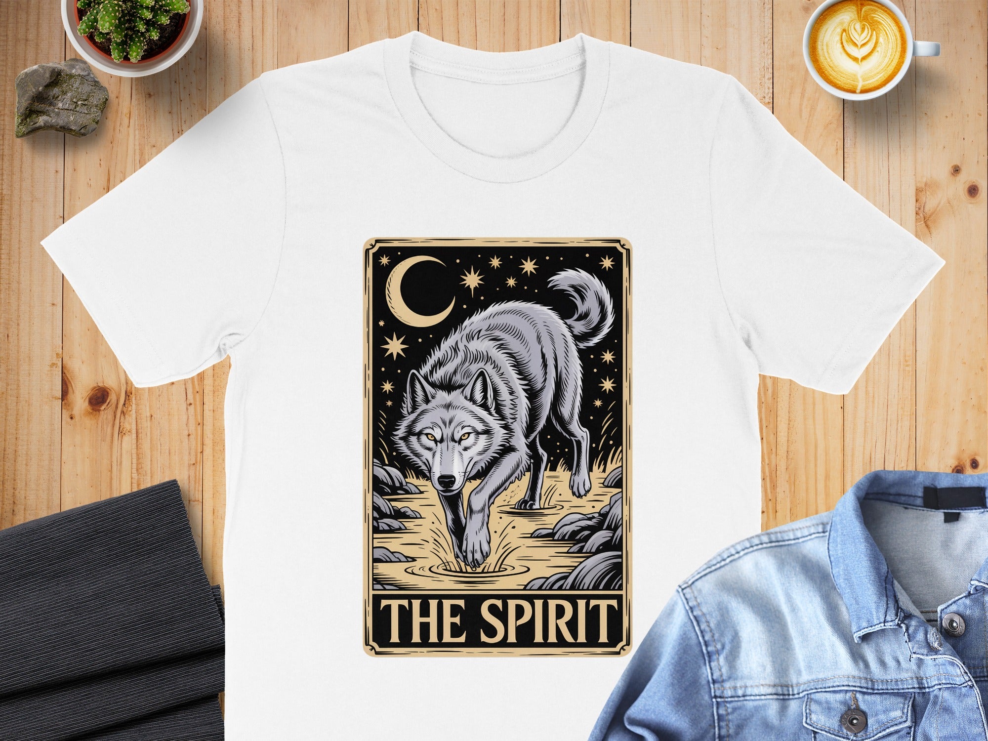 The Spirit Moon Wolf Graphic Design T-shirt