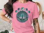 Moon Phases and Cosmic Tree Design T-Shirt