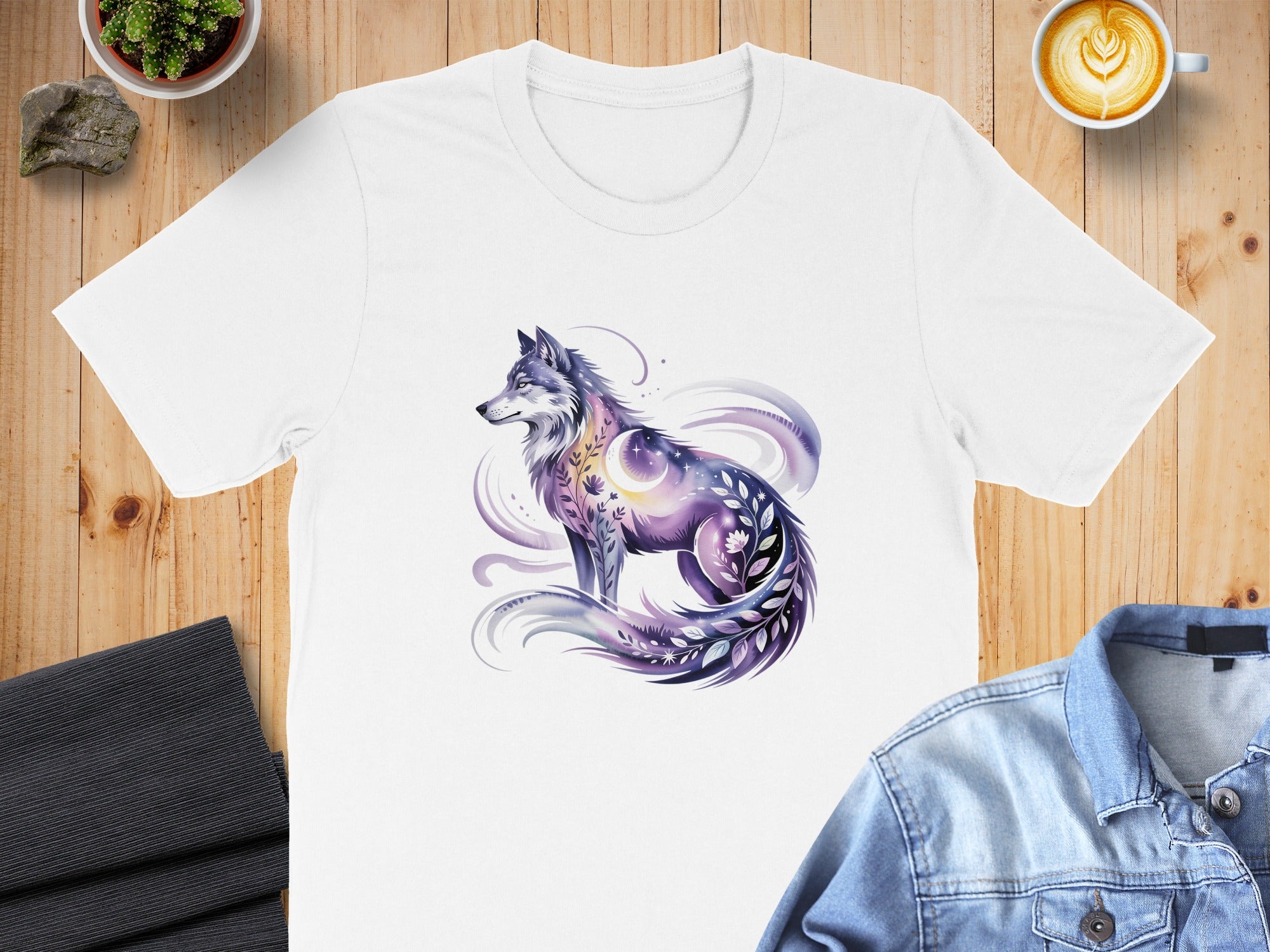 Majestic Wolf Design Artistic Graphic Print T-shirt