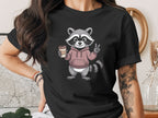 Cute Raccoon Drinking Coffee Peace Sign T-Shirt