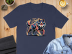 Fierce Artistic Wolf Design on Blue T-Shirt