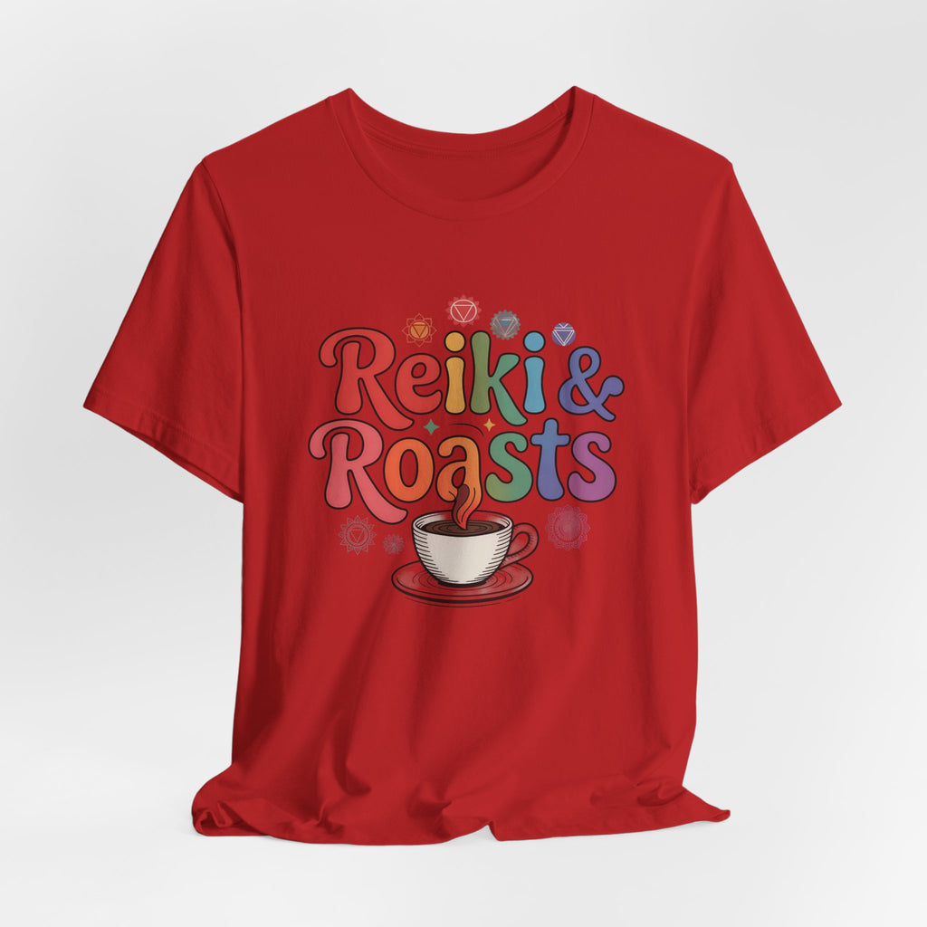 Reiki & Roasts Coffee Tee — Spiritual Coffee Lover T‑Shirt - WrinkledHippie
