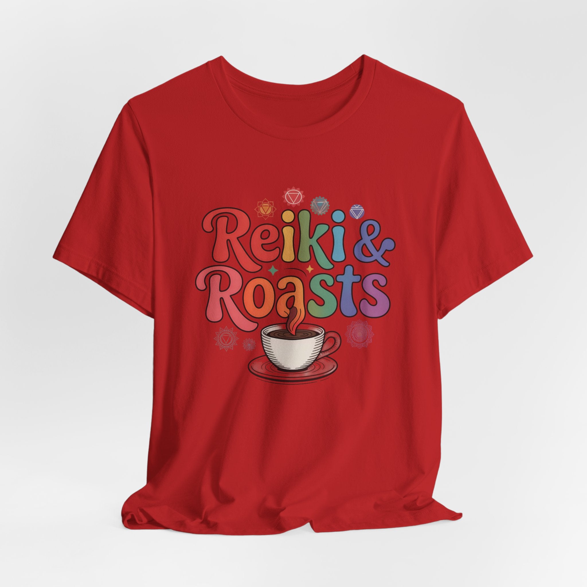 Reiki & Roasts Coffee Tee — Spiritual Coffee Lover T‑Shirt