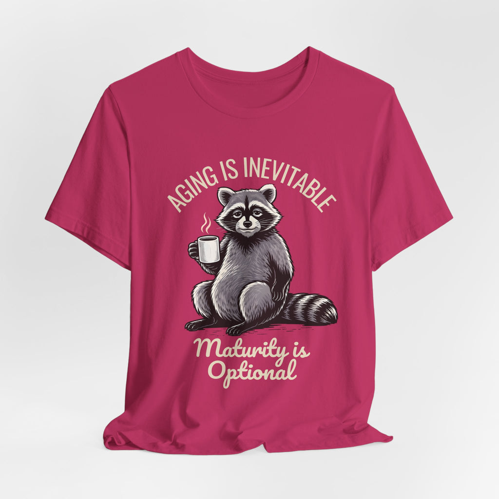 Midlife Is Optional Funny Raccoon Drinking Coffee T-Shirt - WrinkledHippie