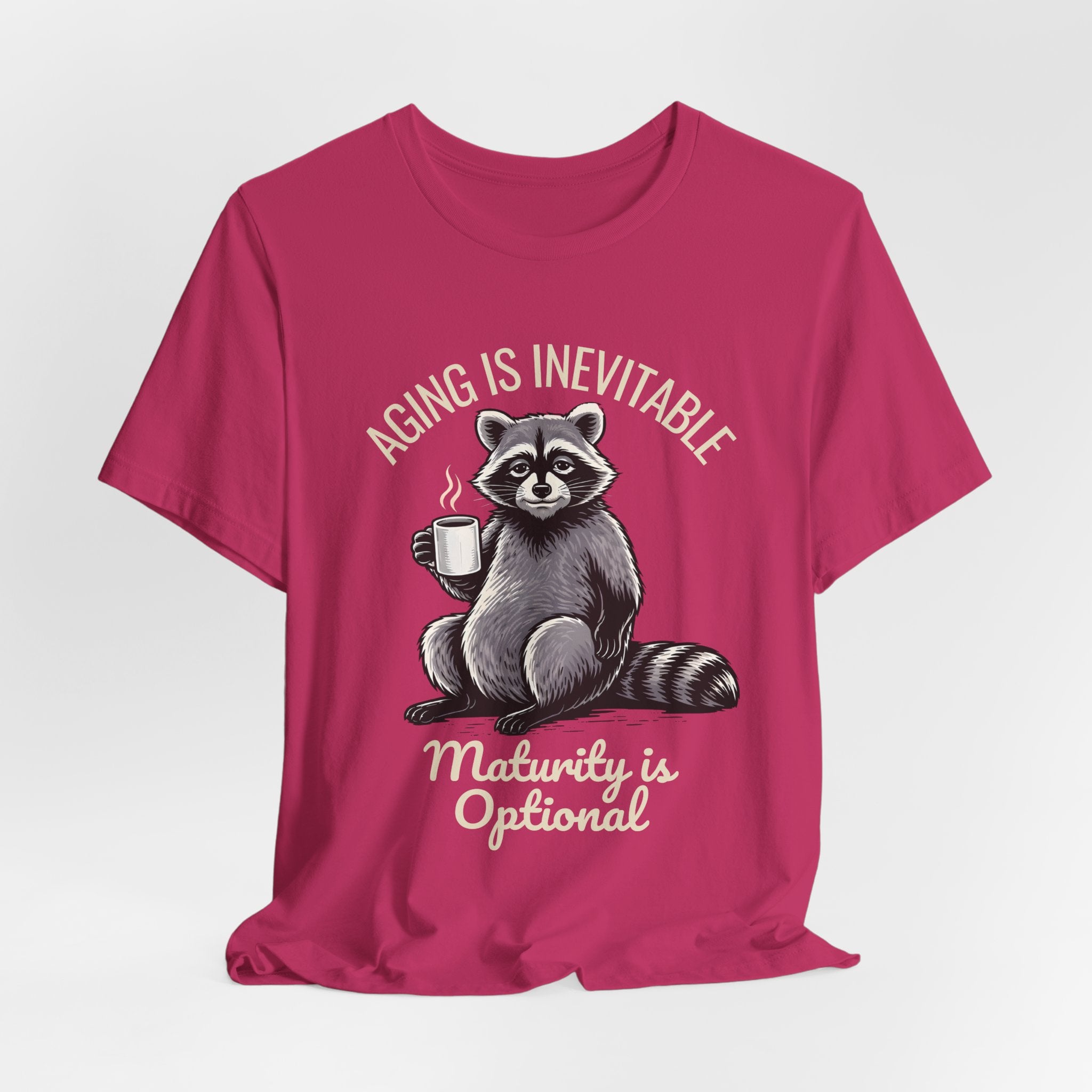Midlife Is Optional Funny Raccoon Drinking Coffee T-Shirt