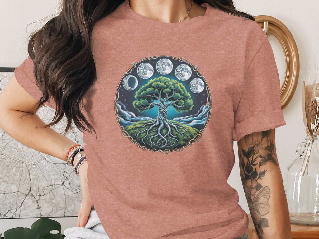 Tree of Life with Moon Phases Graphic T-shirt