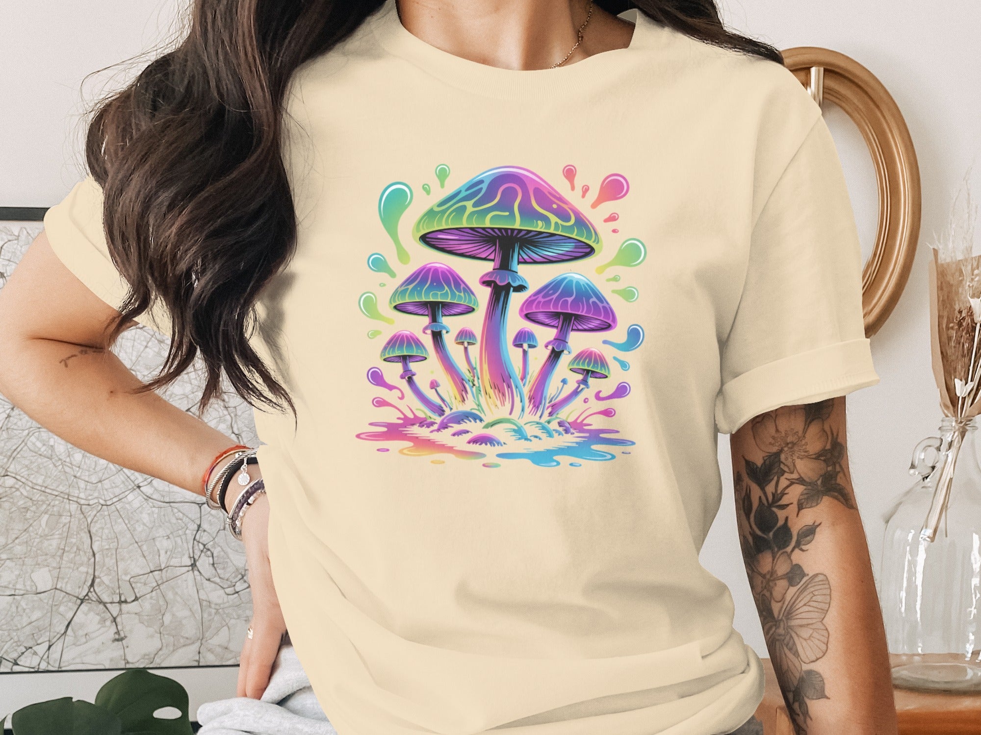 Psychedelic Colorful Mushrooms Graphic Tee Product