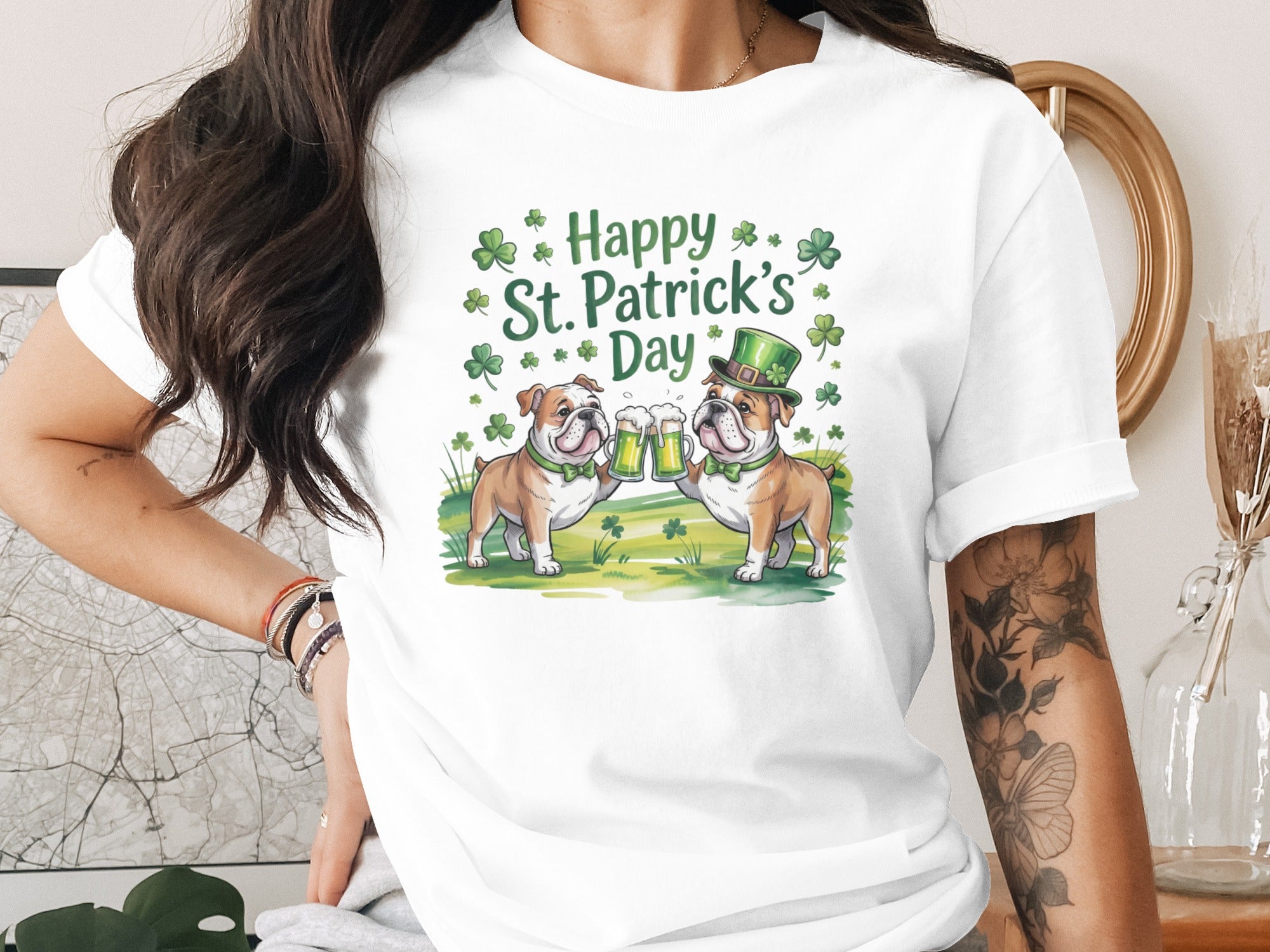 Happy St. Patrick's Day Bulldog Graphic T-Shirt