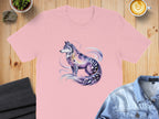 Cosmic Wolf Design on Pastel Pink T-Shirt
