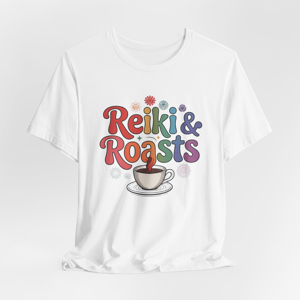 Reiki & Roasts Coffee Tee — Spiritual Coffee Lover T‑Shirt - WrinkledHippie