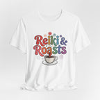 Reiki & Roasts Coffee Tee — Spiritual Coffee Lover T‑Shirt - WrinkledHippie