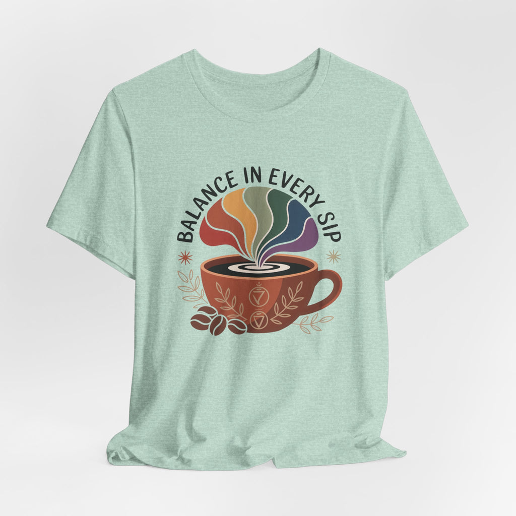Balance In Every Sip Coffee Illustration Graphic T-Shirt - WrinkledHippie