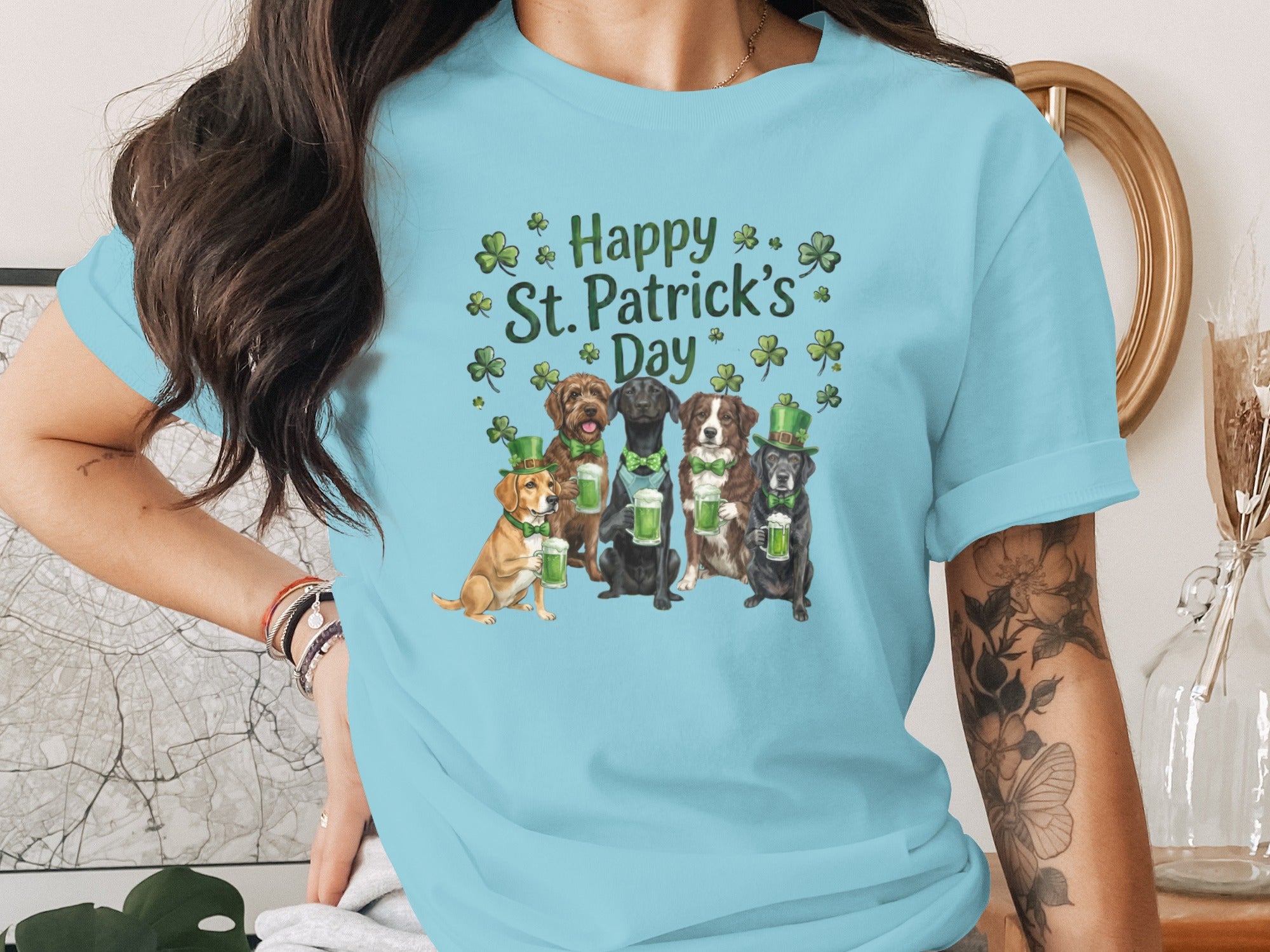 Happy St. Patrick's Day Dogs Graphic T-Shirt
