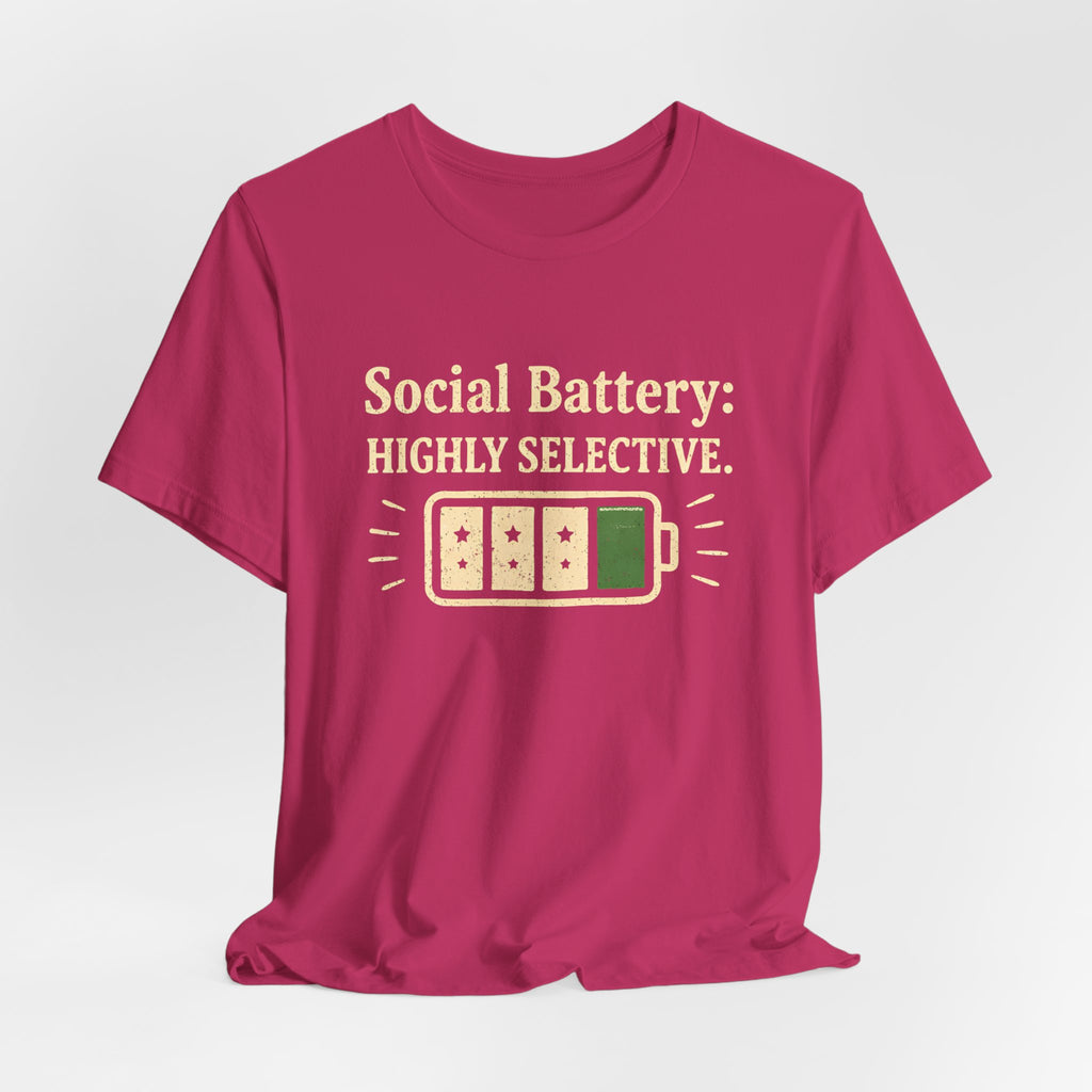 Social Battery Highly Selective T-Shirt  Funny Know Your Worth Tee - WrinkledHippie