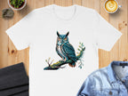Majestic Owl Illustration on White T-Shirt