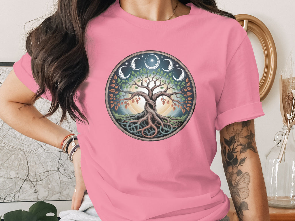 Tree of Life and Moon Phases Graphic T-shirt