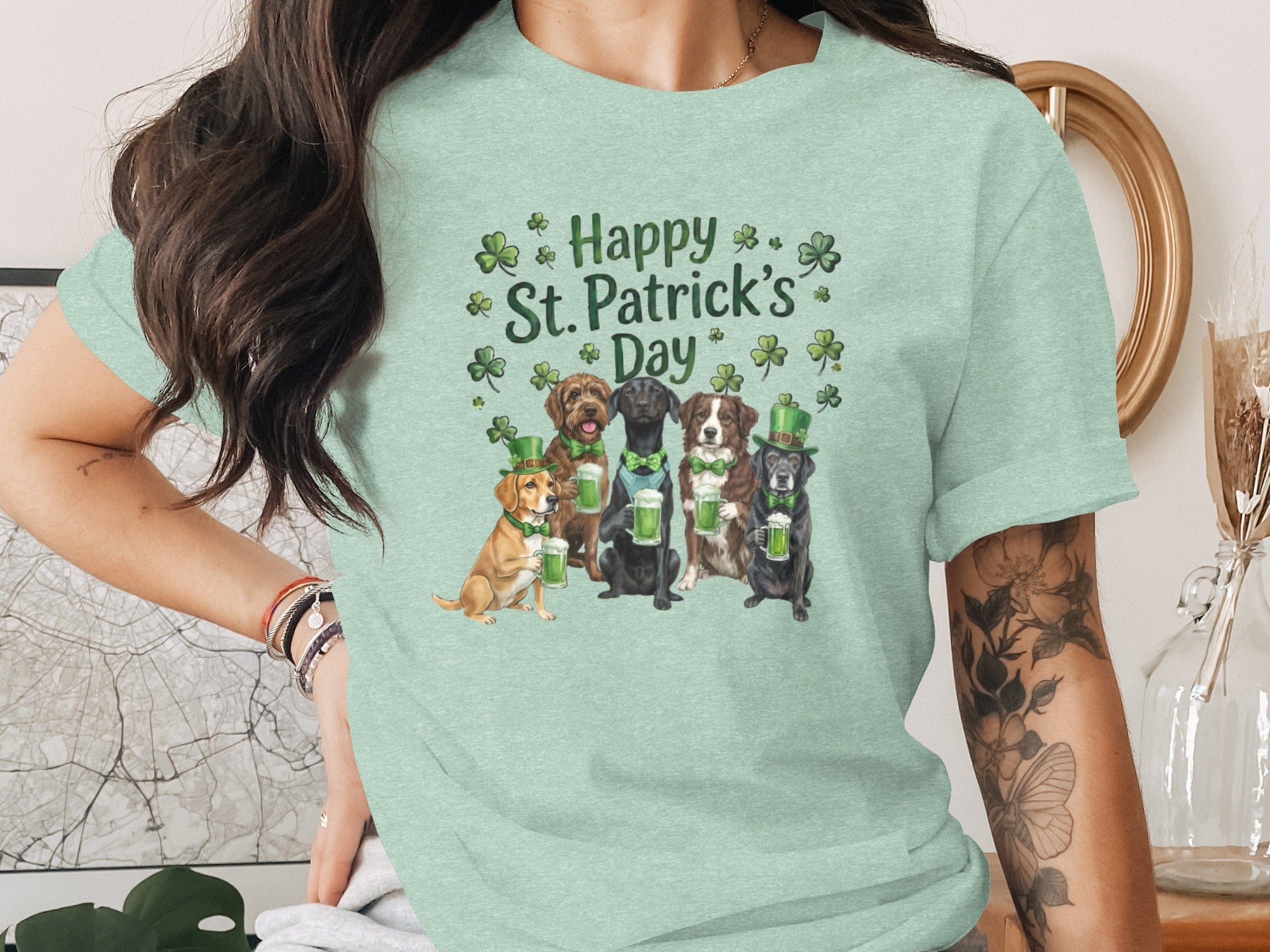 Happy St. Patrick's Day Dogs Graphic Tee Shirt