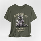 Midlife Is Optional Funny Raccoon Drinking Coffee T-Shirt - WrinkledHippie
