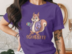 Cute Squirrel Graphic Tee with Coffee Cup Design
