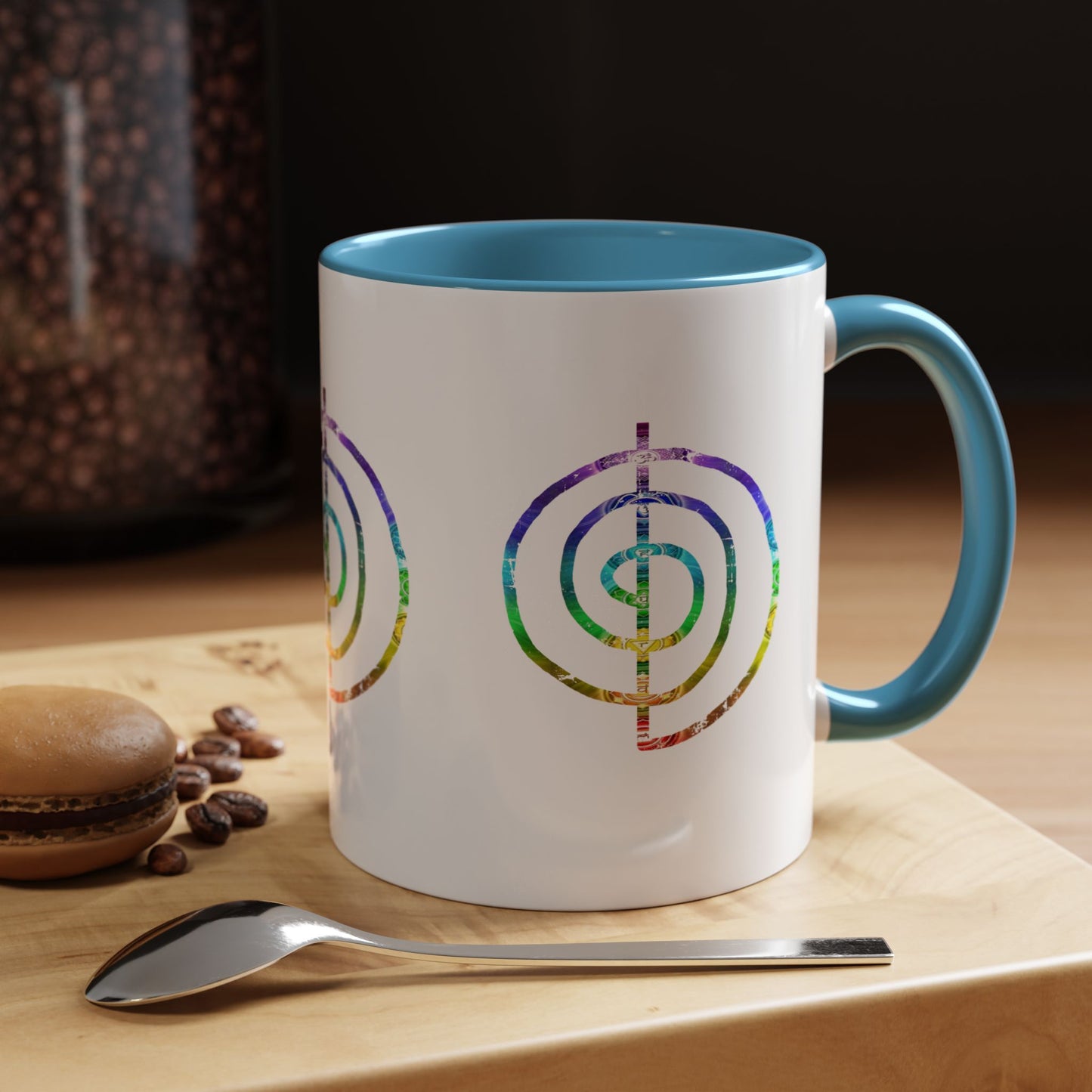 Coffee Mug - Choku Rei Reiki Power Symbol Chakra Colors 11oz