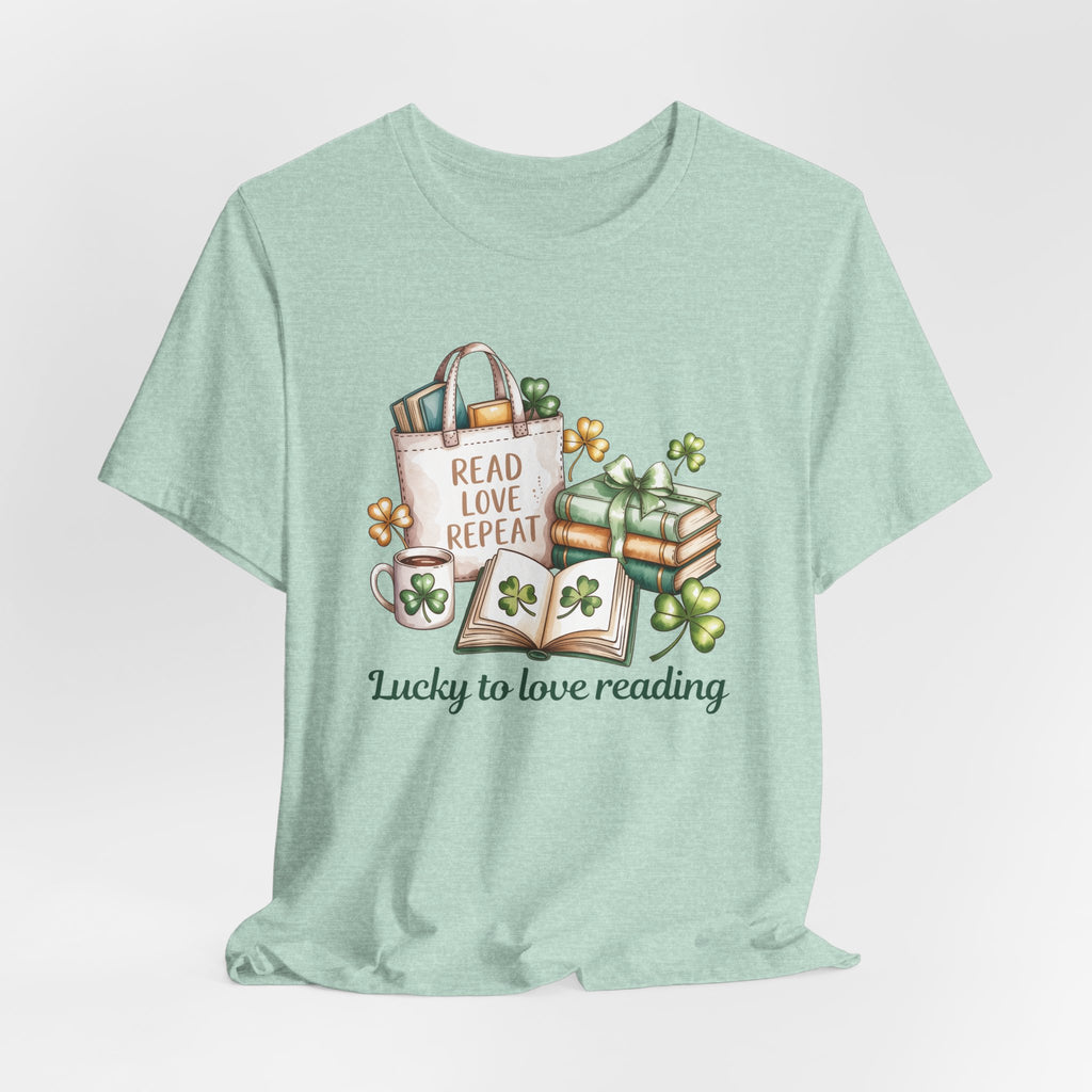 Lucky to Love Reading St Patrick's Day T-Shirt for Book Lovers