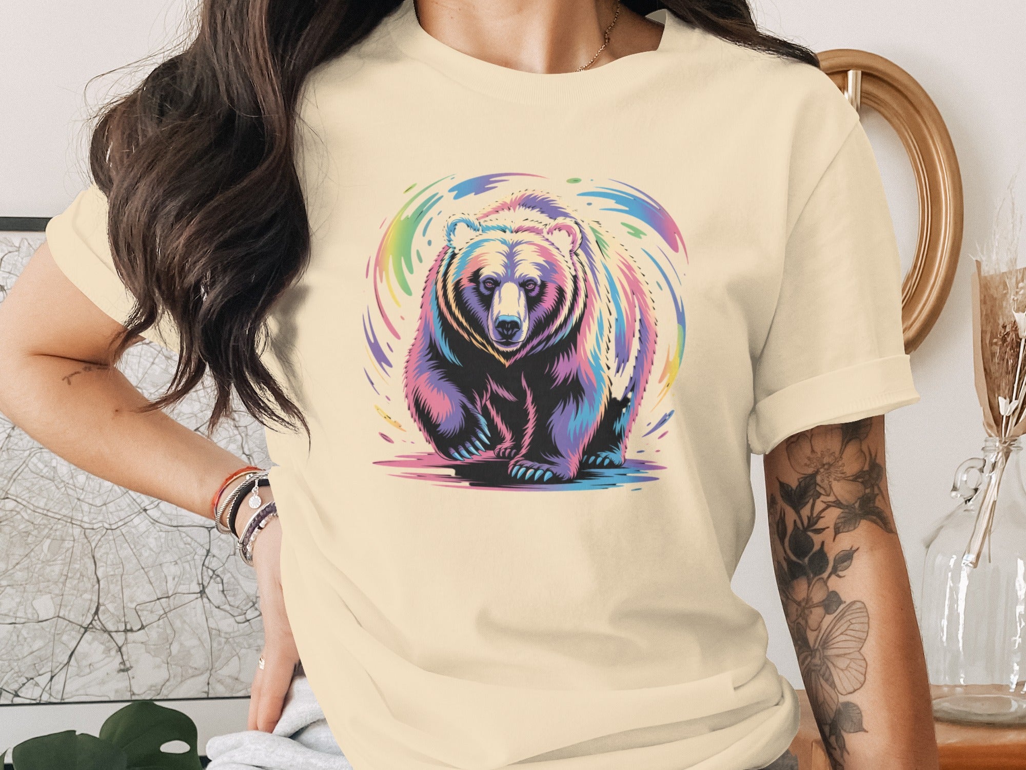 Vibrant Multicolored Bear Graphic Unisex T-Shirt