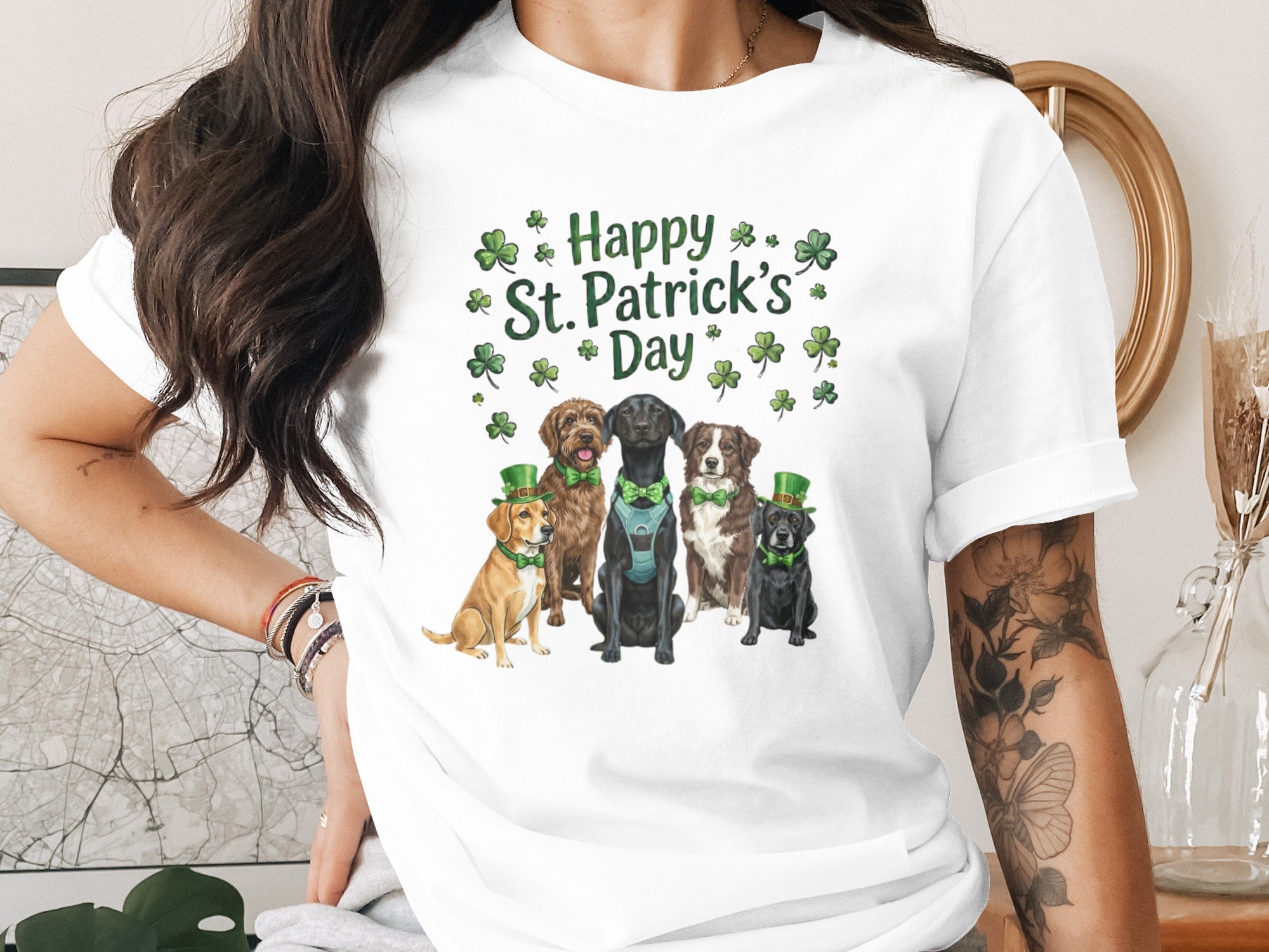 Happy St. Patrick's Day Dogs Graphic T-Shirt