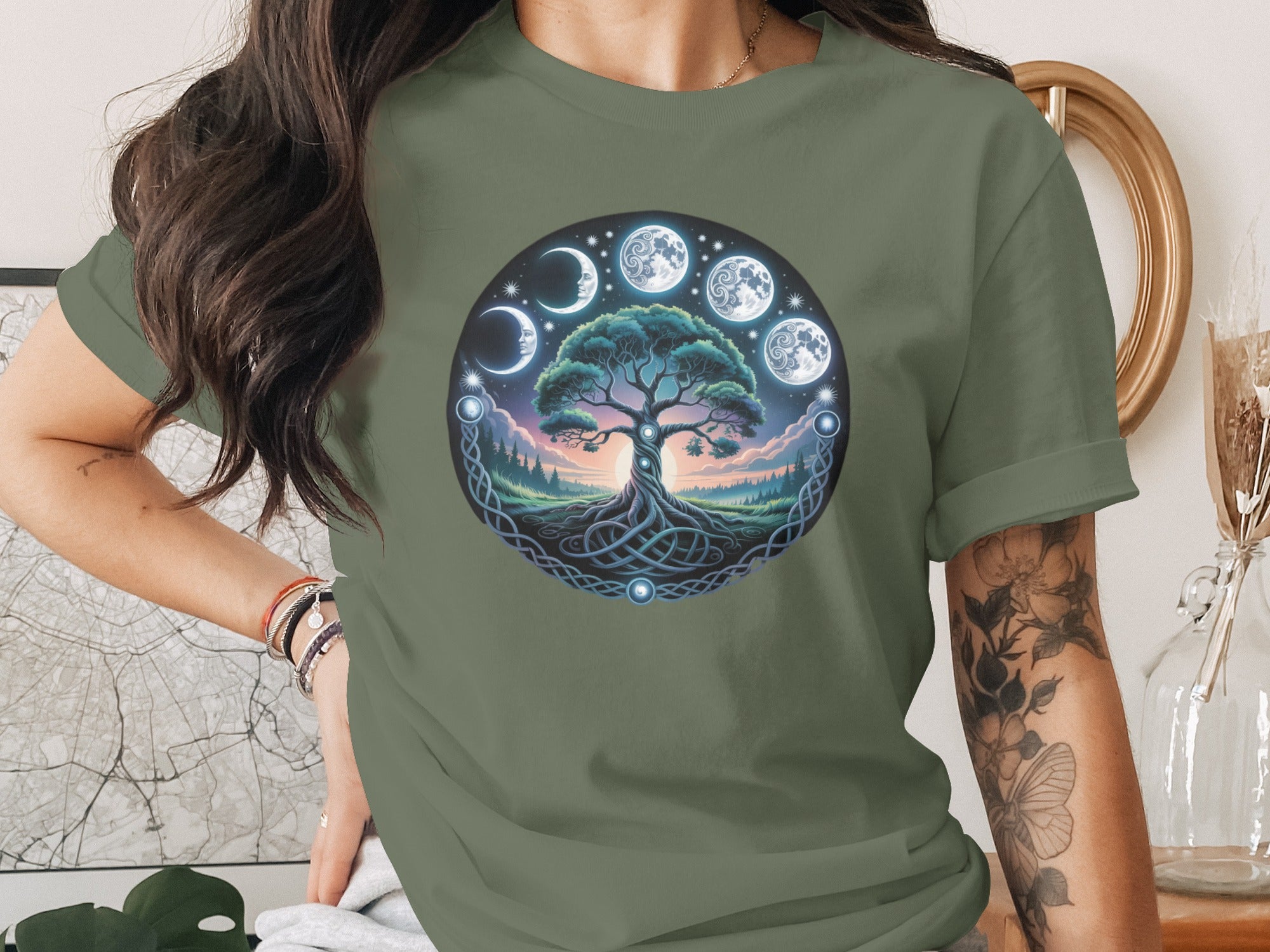 Enchanting Tree of Life and Moon Phases T-shirt
