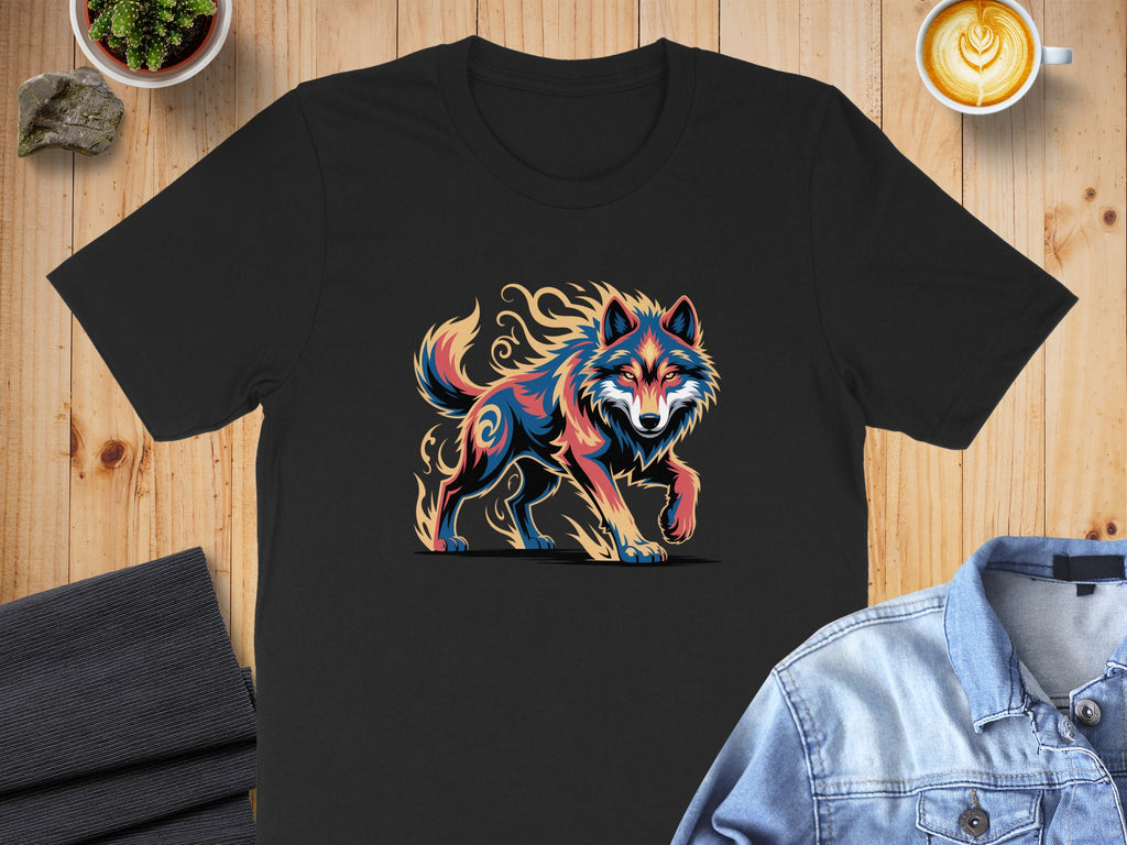 Colorful Wolf Graphic Design Men's T-shirt